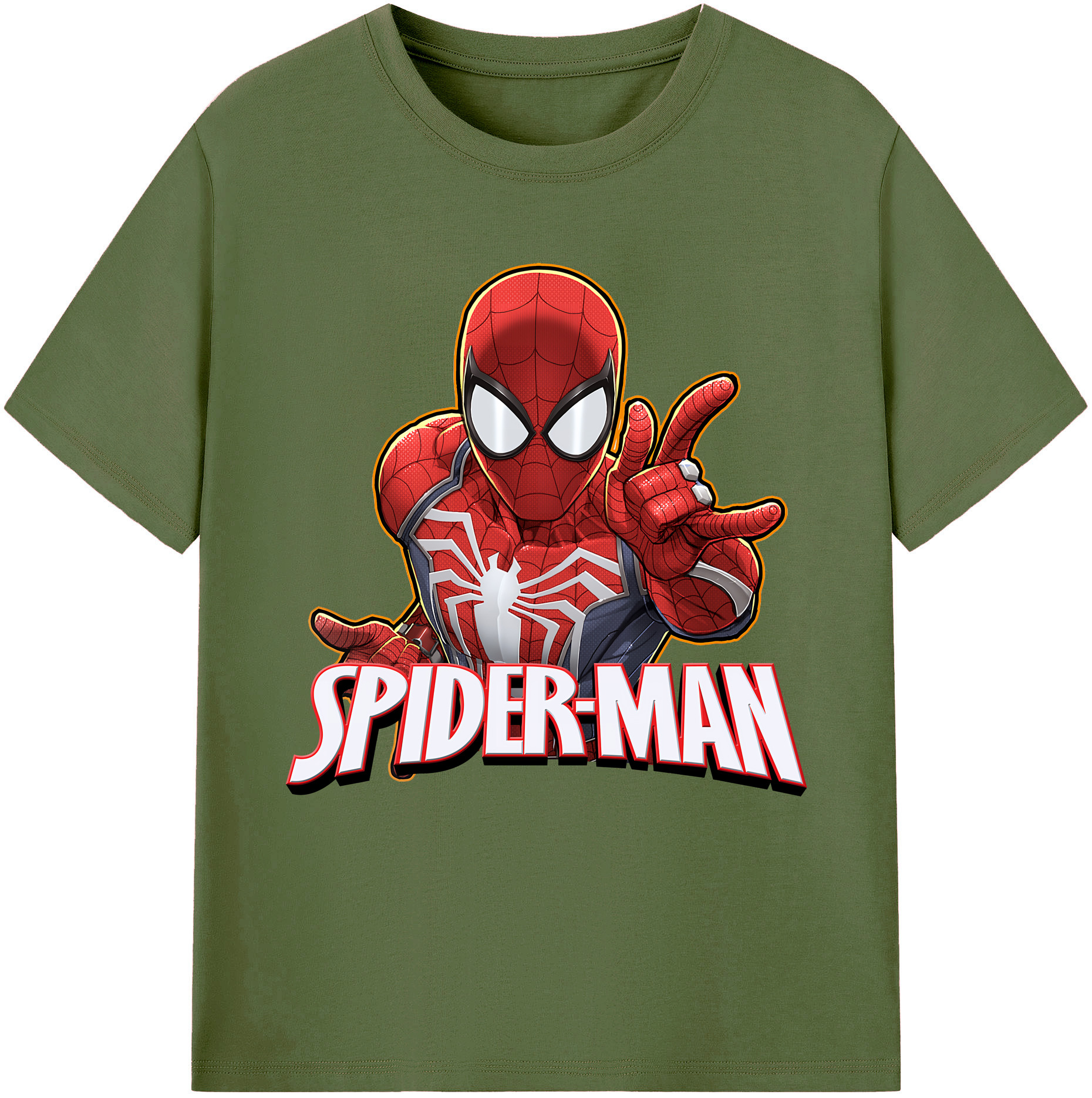 （画像用） Spider Man スパイダーマン 綿100％半袖Tシャツ（フロントプリント）
